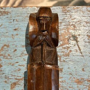 Vintage 18” Tall Hand Carved Wooden Monk